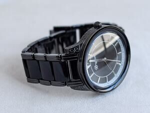 Brighton Carpinteria Chunky Wide Watch Dark Bronze Black Acrylic Fold Over Clasp
